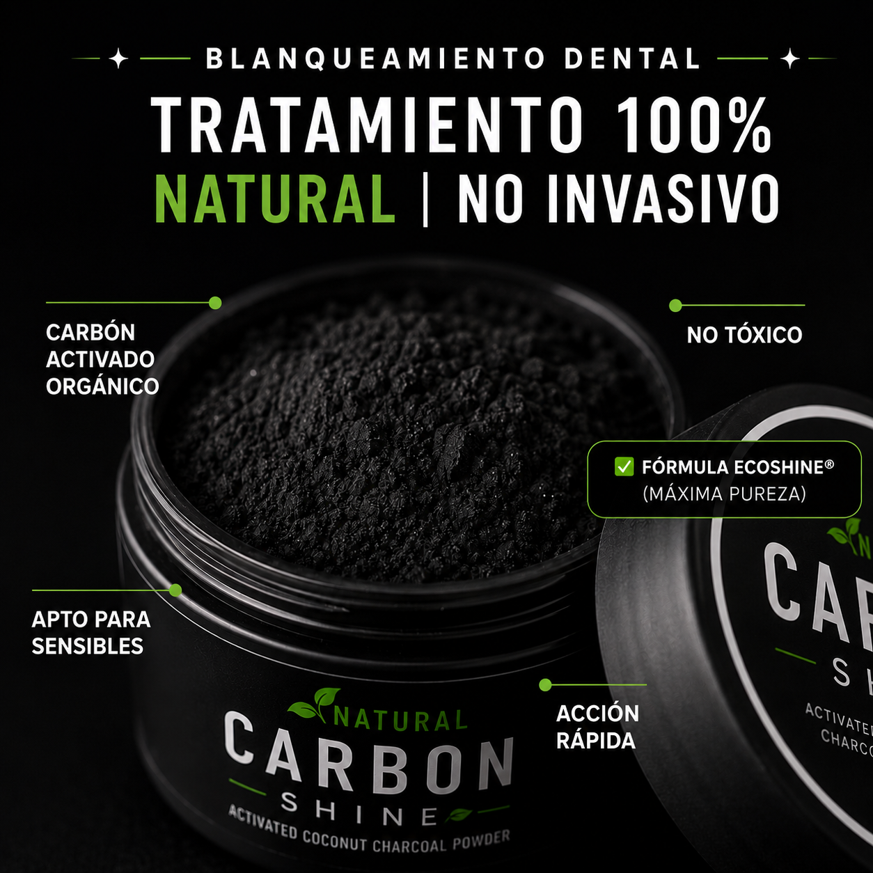 Blanqueador Dental Carbón Activado Sabor Coco